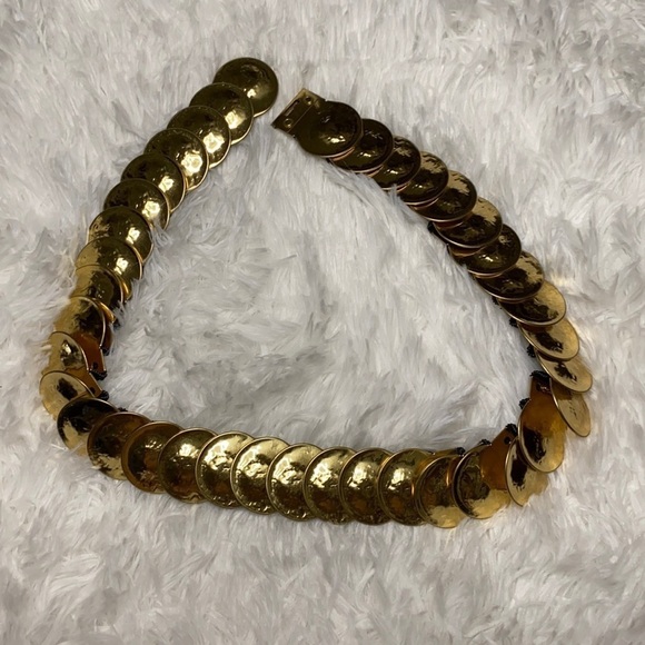 Vintage gold medallion stretch clasp belt - Picture 1 of 5